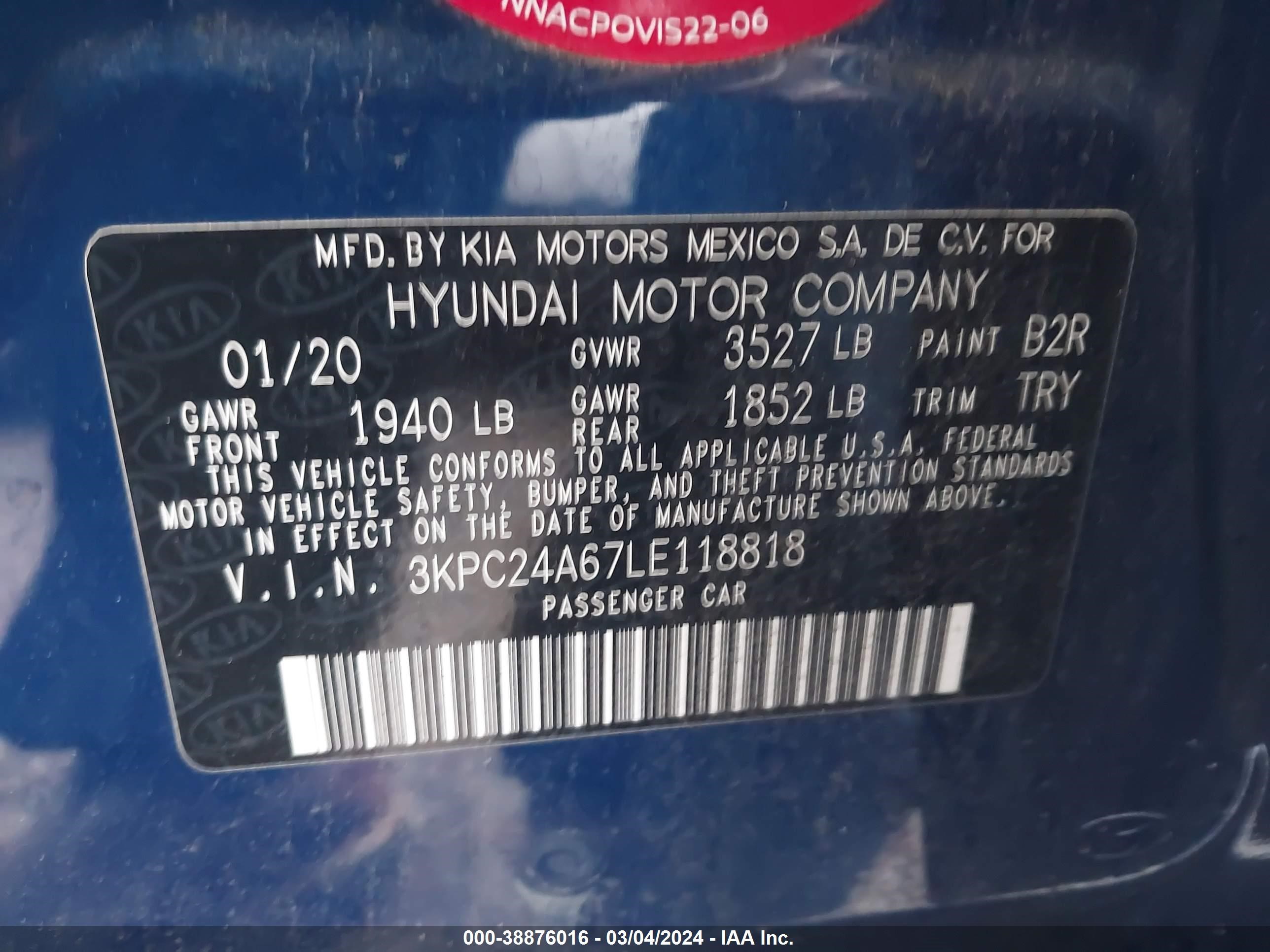 Photo 8 VIN: 3KPC24A67LE118818 - HYUNDAI ACCENT 