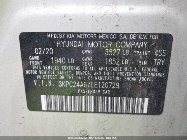 Photo 8 VIN: 3KPC24A67LE120729 - HYUNDAI ACCENT 