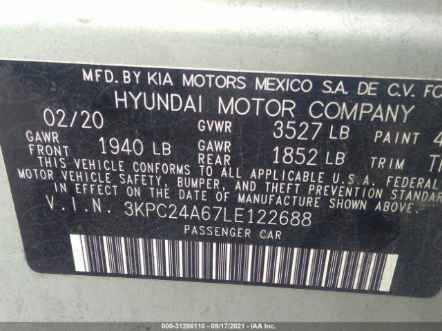 Photo 8 VIN: 3KPC24A67LE122688 - HYUNDAI ACCENT 