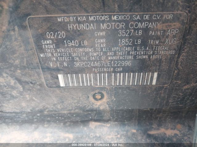 Photo 8 VIN: 3KPC24A67LE122996 - HYUNDAI ACCENT 