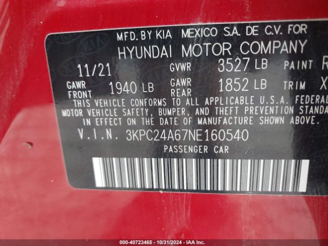 Photo 8 VIN: 3KPC24A67NE160540 - HYUNDAI ACCENT 