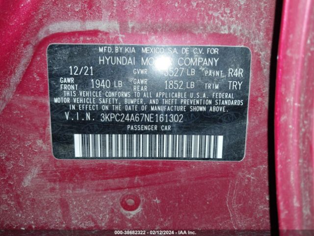 Photo 8 VIN: 3KPC24A67NE161302 - HYUNDAI ACCENT 