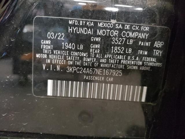 Photo 11 VIN: 3KPC24A67NE167925 - HYUNDAI ACCENT SE 