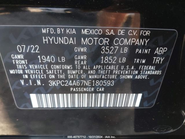 Photo 8 VIN: 3KPC24A67NE180593 - HYUNDAI ACCENT 