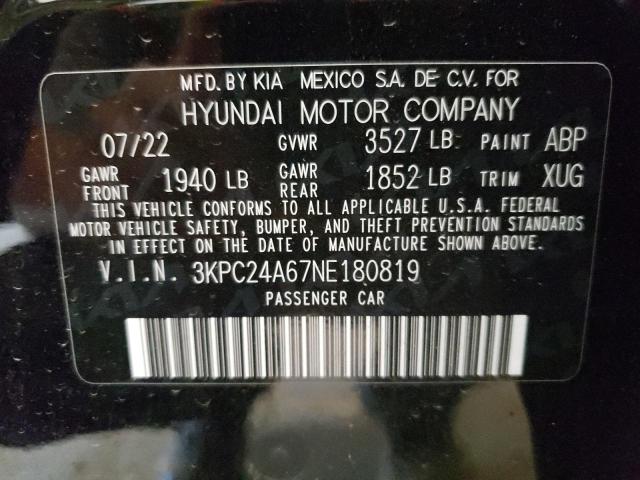 Photo 11 VIN: 3KPC24A67NE180819 - HYUNDAI ACCENT SE 