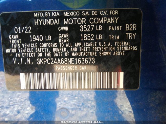 Photo 8 VIN: 3KPC24A68NE163673 - HYUNDAI ACCENT 