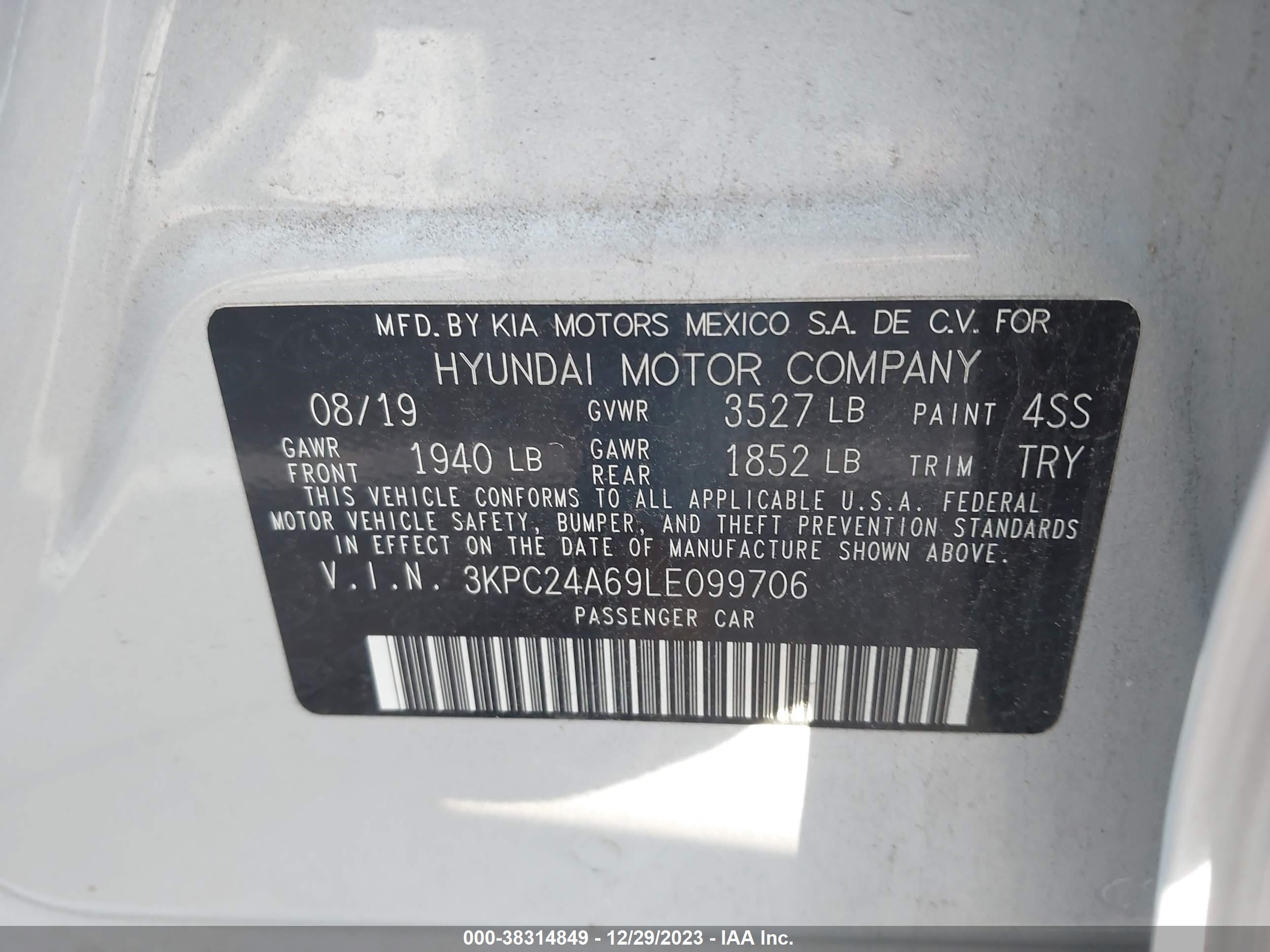 Photo 8 VIN: 3KPC24A69LE099706 - HYUNDAI ACCENT 