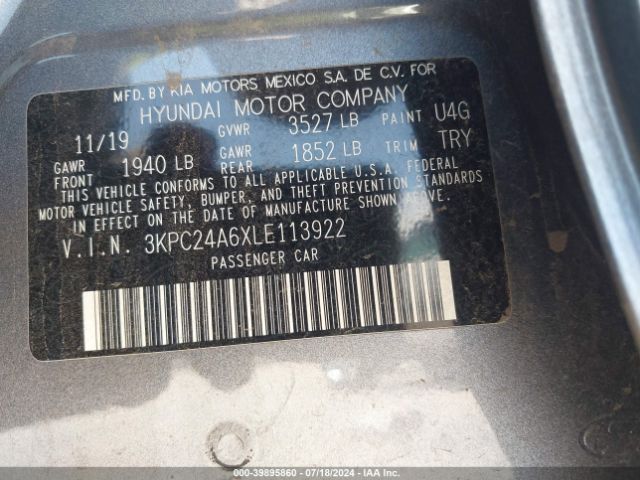 Photo 8 VIN: 3KPC24A6XLE113922 - HYUNDAI ACCENT 