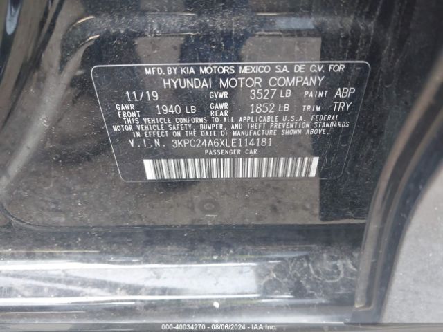 Photo 8 VIN: 3KPC24A6XLE114181 - HYUNDAI ACCENT 