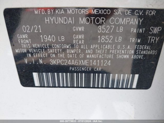 Photo 8 VIN: 3KPC24A6XME141124 - HYUNDAI ACCENT 