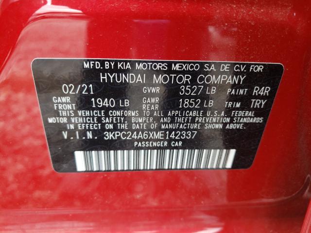 Photo 9 VIN: 3KPC24A6XME142337 - HYUNDAI ACCENT SE 