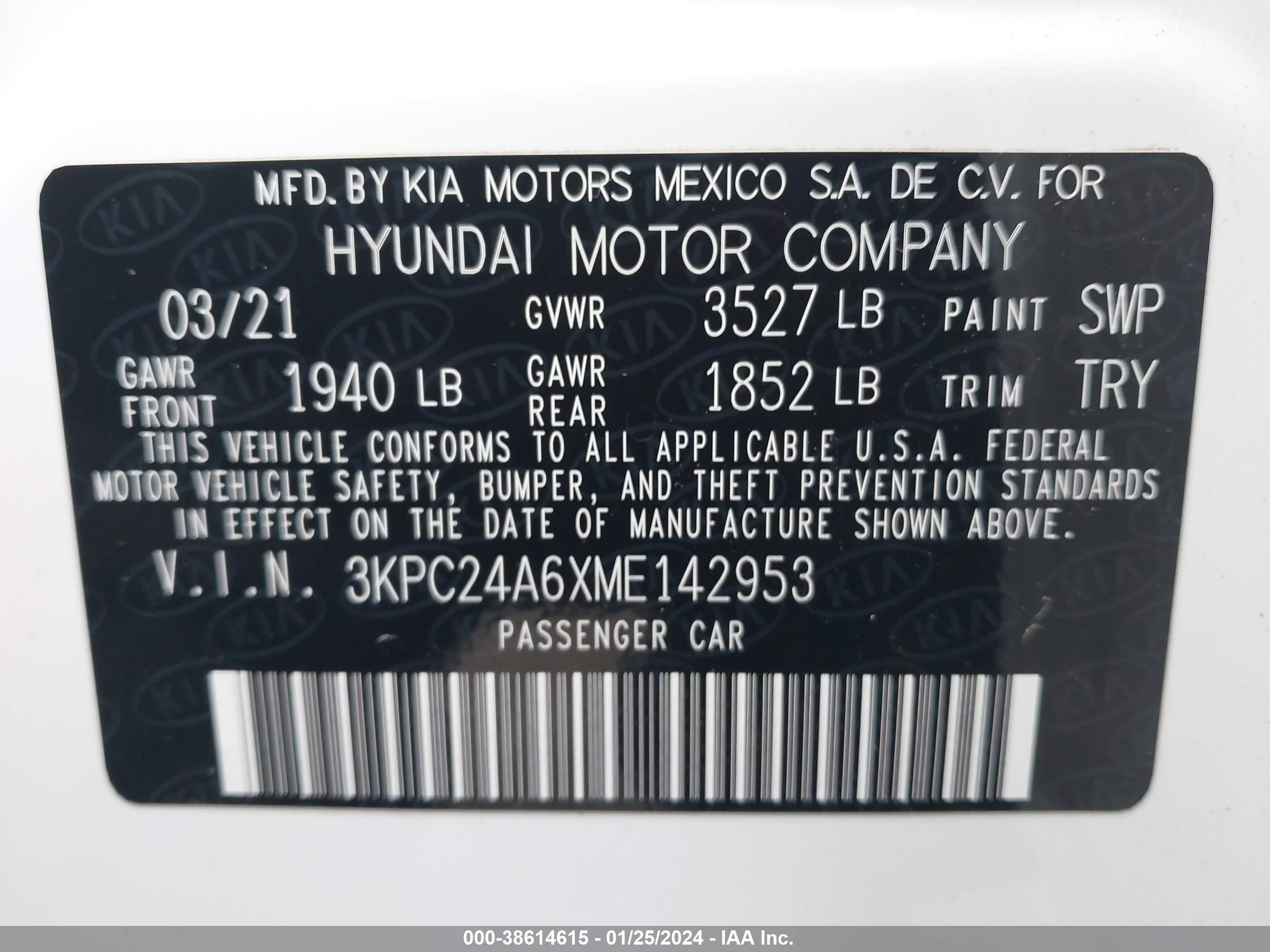 Photo 8 VIN: 3KPC24A6XME142953 - HYUNDAI ACCENT 