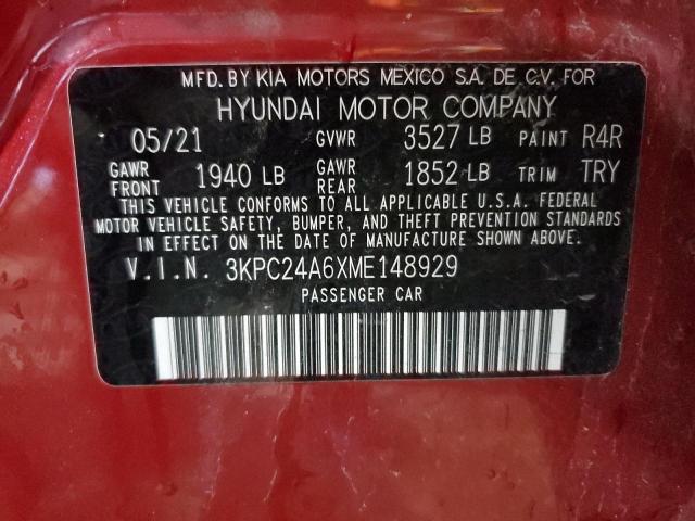 Photo 11 VIN: 3KPC24A6XME148929 - HYUNDAI ACCENT SE 