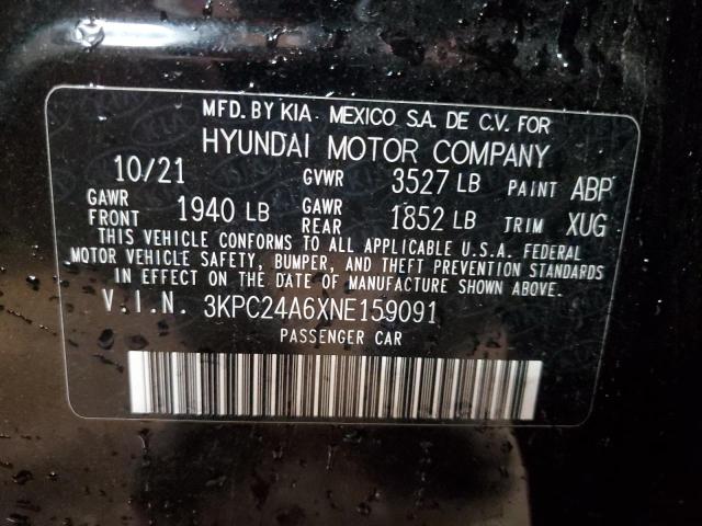 Photo 11 VIN: 3KPC24A6XNE159091 - HYUNDAI ACCENT SE 