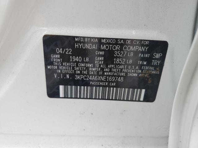 Photo 11 VIN: 3KPC24A6XNE169748 - HYUNDAI ACCENT SE 