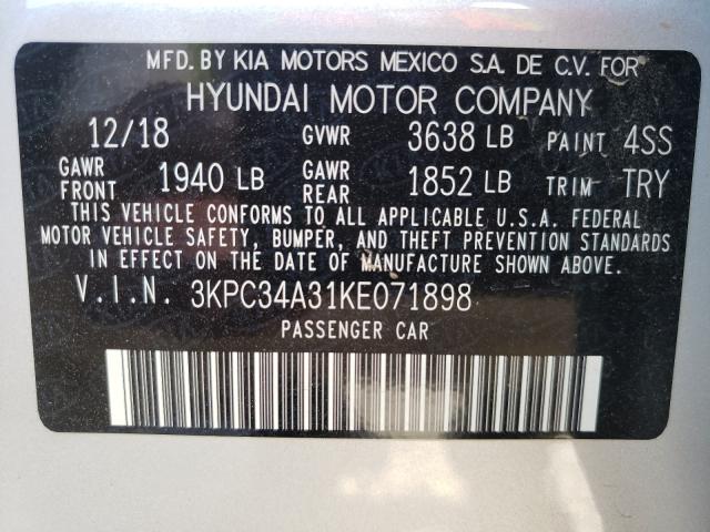 Photo 9 VIN: 3KPC34A31KE071898 - HYUNDAI ACCENT LIM 