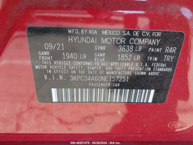 Photo 8 VIN: 3KPC34A60NE157251 - HYUNDAI ACCENT 