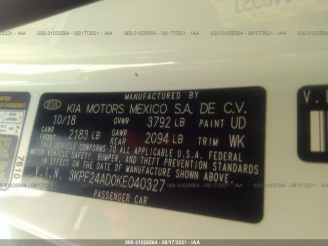 Photo 8 VIN: 3KPF24AD0KE040327 - KIA FORTE 