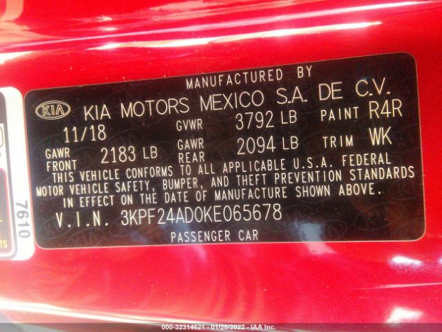 Photo 8 VIN: 3KPF24AD0KE065678 - KIA FORTE 