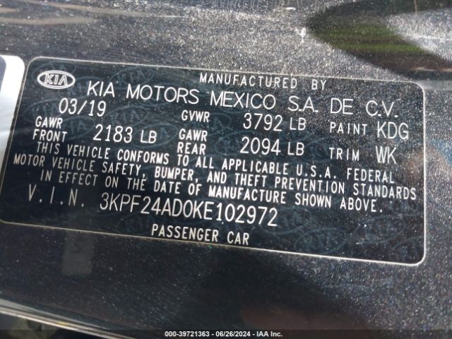 Photo 8 VIN: 3KPF24AD0KE102972 - KIA FORTE 