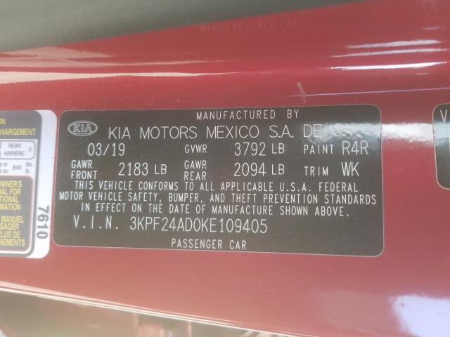 Photo 9 VIN: 3KPF24AD0KE109405 - KIA FORTE FE 