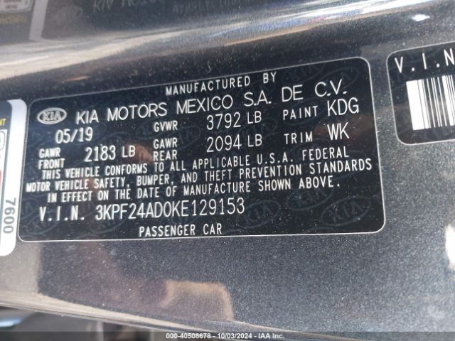 Photo 8 VIN: 3KPF24AD0KE129153 - KIA FORTE 