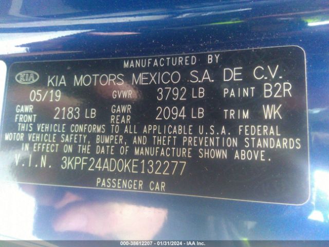 Photo 8 VIN: 3KPF24AD0KE132277 - KIA FORTE 