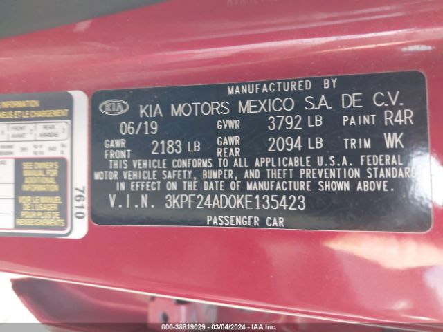 Photo 8 VIN: 3KPF24AD0KE135423 - KIA FORTE 