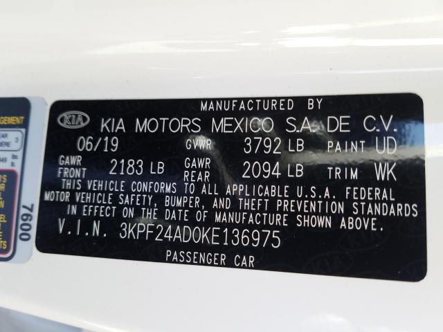 Photo 9 VIN: 3KPF24AD0KE136975 - KIA FORTE FE 