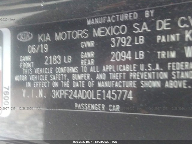 Photo 8 VIN: 3KPF24AD0LE145774 - KIA FORTE 