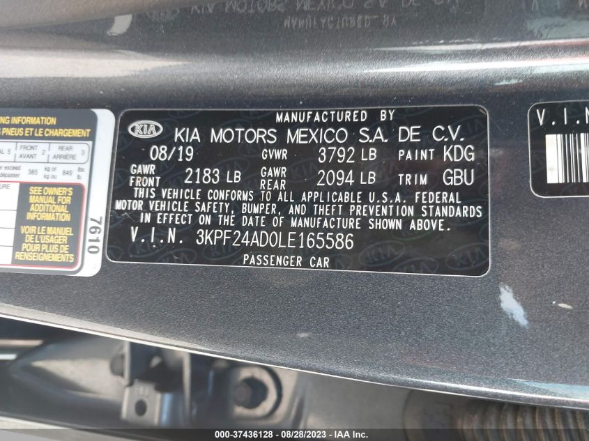 Photo 8 VIN: 3KPF24AD0LE165586 - KIA FORTE 