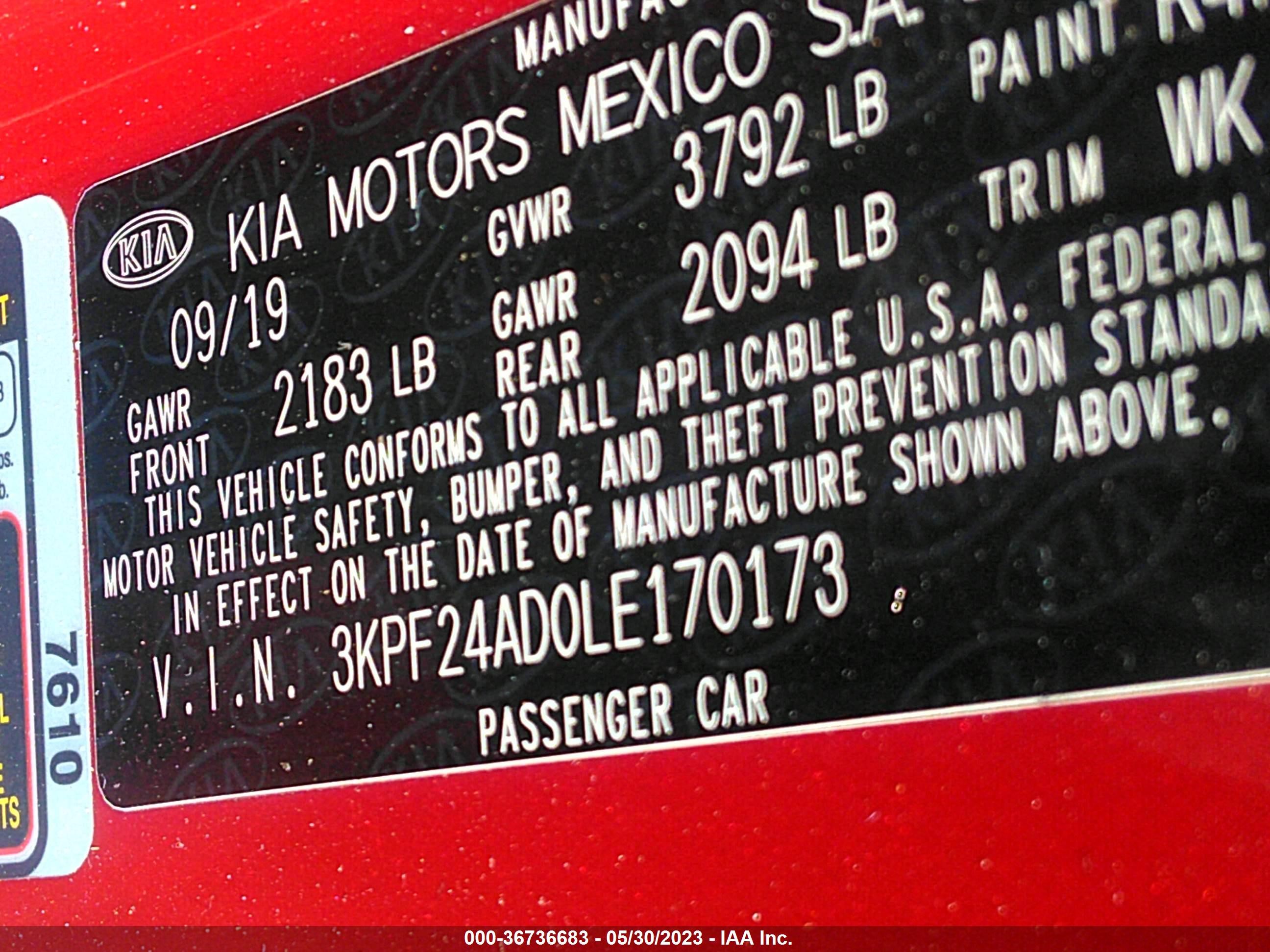 Photo 8 VIN: 3KPF24AD0LE170173 - KIA FORTE 