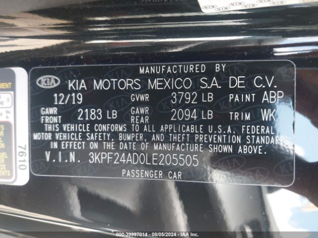 Photo 8 VIN: 3KPF24AD0LE205505 - KIA FORTE 