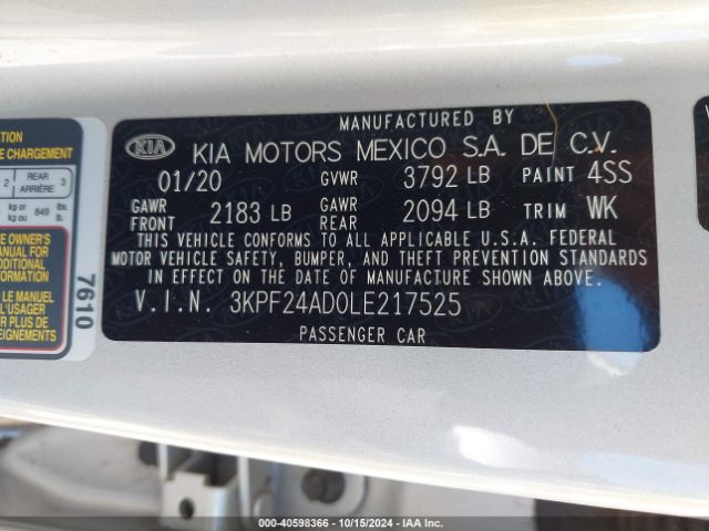 Photo 8 VIN: 3KPF24AD0LE217525 - KIA FORTE 