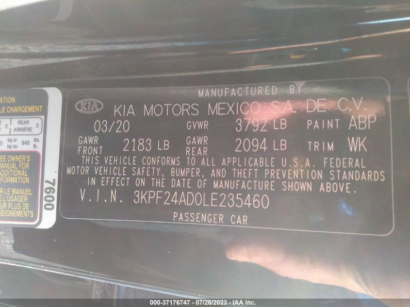 Photo 8 VIN: 3KPF24AD0LE235460 - KIA FORTE 