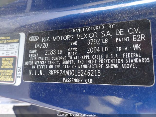 Photo 8 VIN: 3KPF24AD0LE246216 - KIA FORTE 