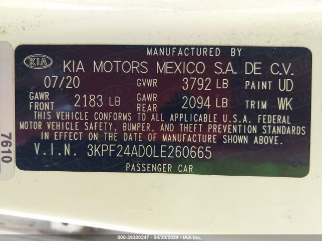 Photo 8 VIN: 3KPF24AD0LE260665 - KIA FORTE 