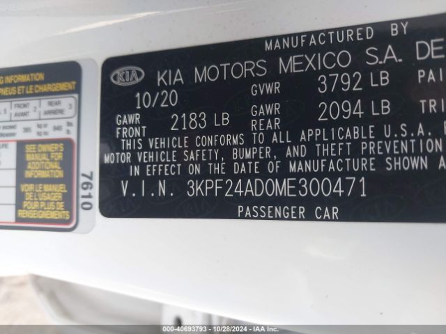 Photo 8 VIN: 3KPF24AD0ME300471 - KIA FORTE 