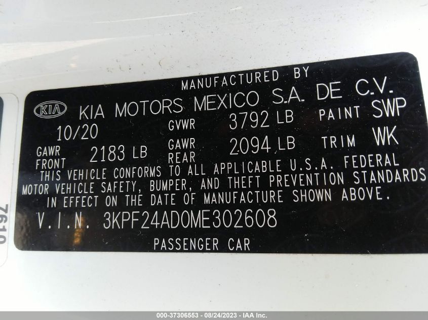 Photo 8 VIN: 3KPF24AD0ME302608 - KIA FORTE 