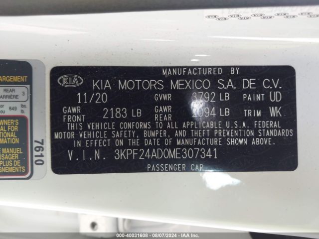 Photo 8 VIN: 3KPF24AD0ME307341 - KIA FORTE 