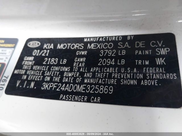 Photo 8 VIN: 3KPF24AD0ME325869 - KIA FORTE 