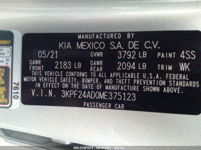 Photo 8 VIN: 3KPF24AD0ME375123 - KIA FORTE 