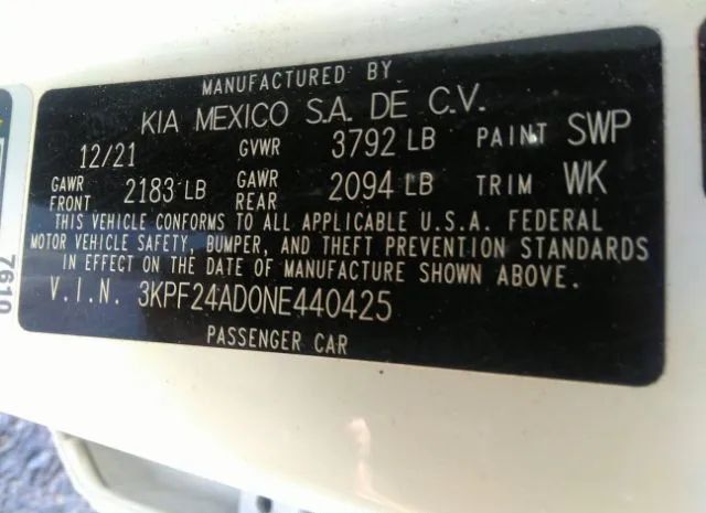 Photo 8 VIN: 3KPF24AD0NE440425 - KIA FORTE 