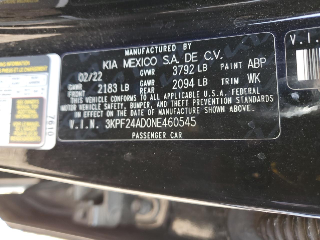 Photo 11 VIN: 3KPF24AD0NE460545 - KIA FORTE 