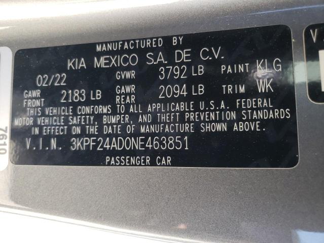 Photo 12 VIN: 3KPF24AD0NE463851 - KIA FORTE FE 