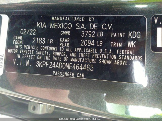 Photo 8 VIN: 3KPF24AD0NE464465 - KIA FORTE 