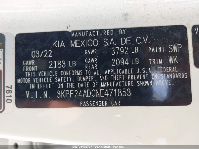 Photo 8 VIN: 3KPF24AD0NE471853 - KIA FORTE 