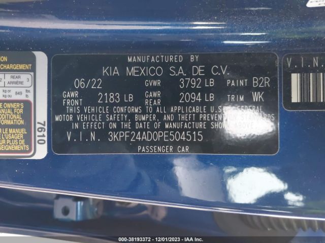 Photo 8 VIN: 3KPF24AD0PE504515 - KIA FORTE 