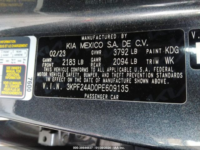 Photo 8 VIN: 3KPF24AD0PE609135 - KIA FORTE 