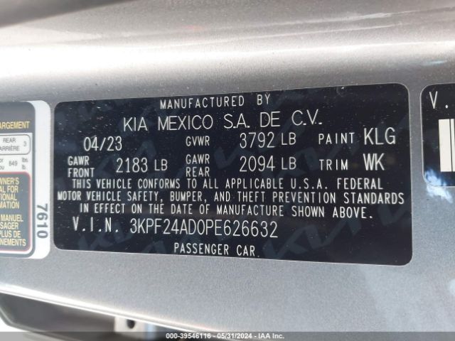 Photo 8 VIN: 3KPF24AD0PE626632 - KIA FORTE 